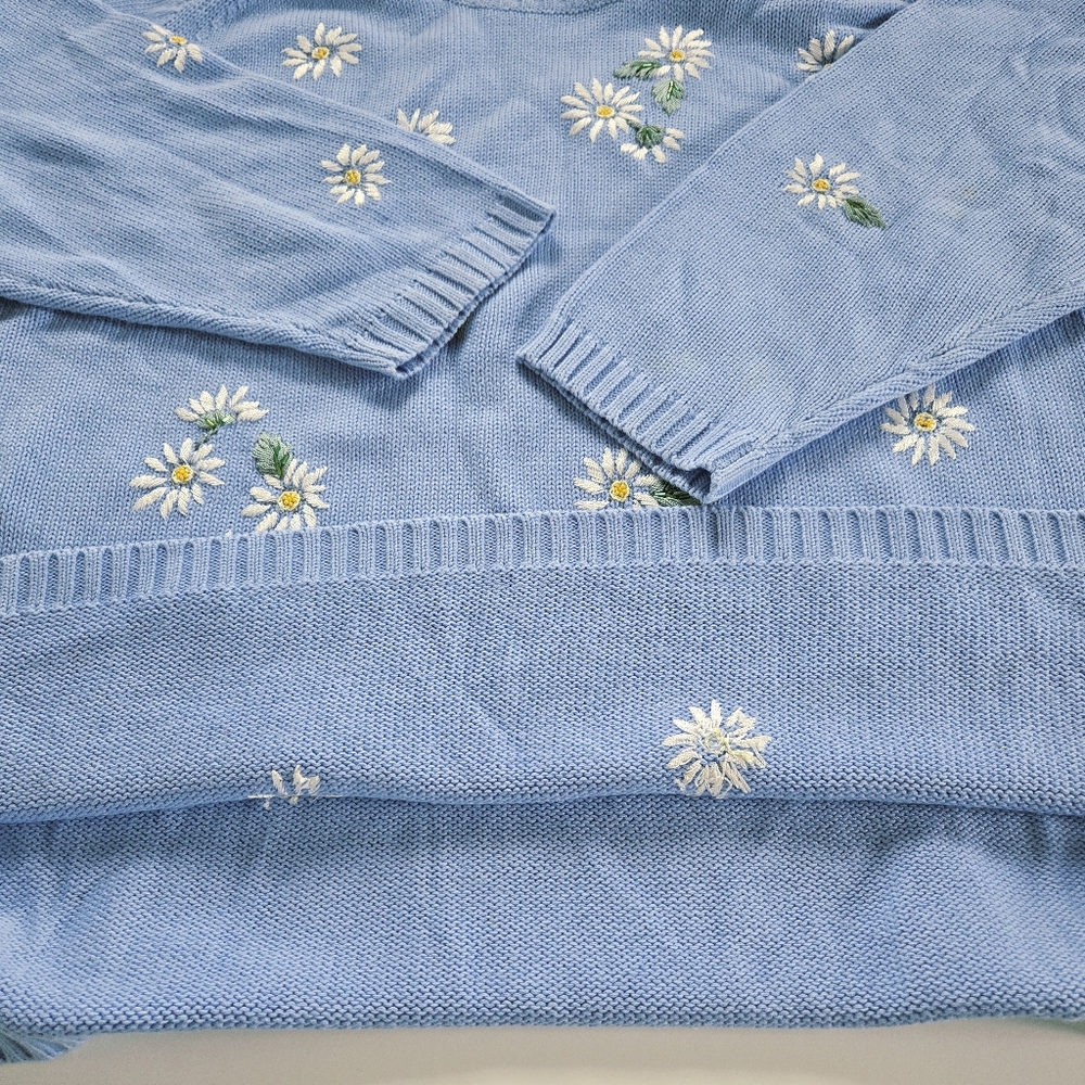 Vintage Quacker Factory Embroidered Daisy Pullover Sweater Size 2X Spring FLAW - Picture 12 of 16
